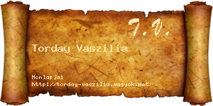 Torday Vaszilia névjegykártya